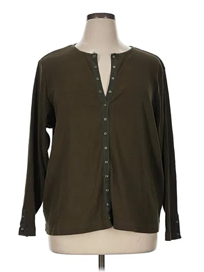 Pre-owned St. John's Bay Long Sleeve Blouse In Green