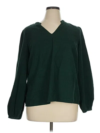 Pre-owned St. John's Bay Long Sleeve Blouse In Green