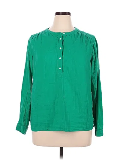 Pre-owned St. John's Bay Long Sleeve Blouse In Green