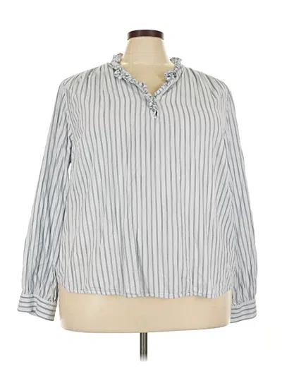 Pre-owned St. John's Bay Long Sleeve Blouse In Silver