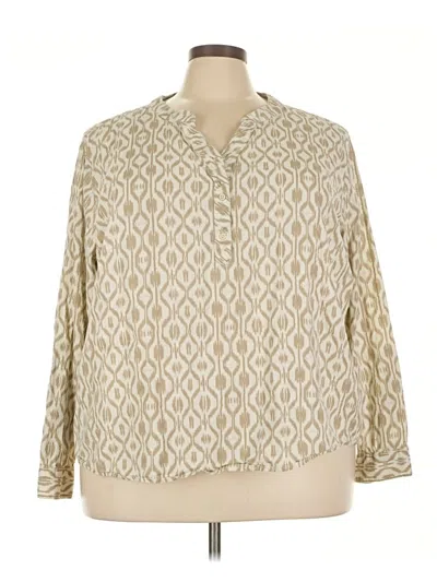 Pre-owned St. John's Bay Long Sleeve Blouse In Tan