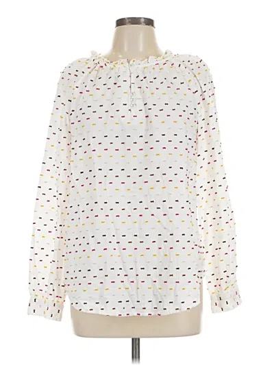 Pre-owned St. John's Bay Long Sleeve Blouse In White