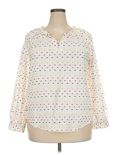 Pre-owned St. John's Bay Long Sleeve Blouse In White