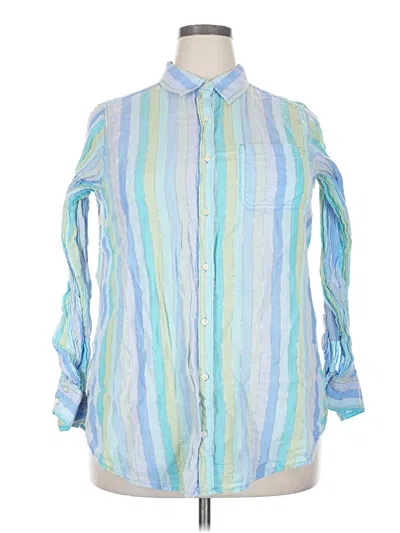 Pre-owned St. John's Bay Long Sleeve Button Down Shirt In Blue