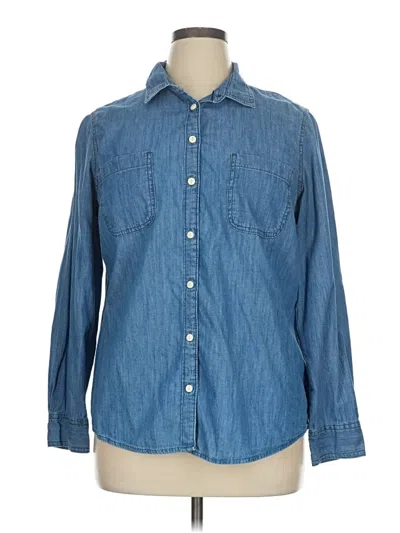 Pre-owned St. John's Bay Long Sleeve Button Down Shirt In Blue