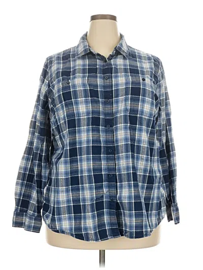 Pre-owned St. John's Bay Long Sleeve Button Down Shirt In Blue