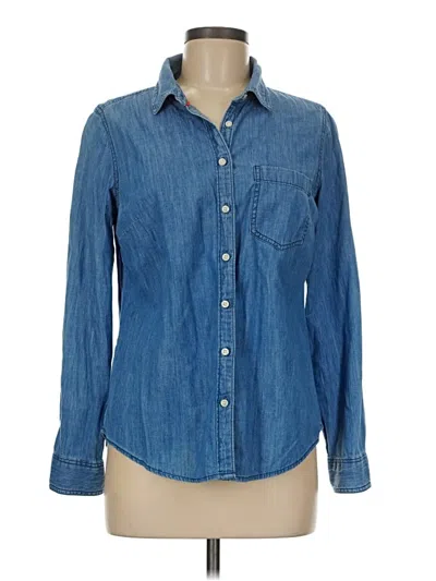 Pre-owned St. John's Bay Long Sleeve Button Down Shirt In Blue