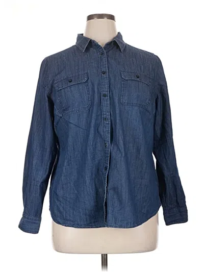 Pre-owned St. John's Bay Long Sleeve Button Down Shirt In Blue