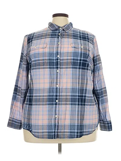 Pre-owned St. John's Bay Long Sleeve Button Down Shirt In Blue