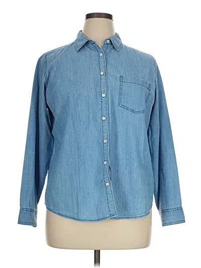 Pre-owned St. John's Bay Long Sleeve Button Down Shirt In Blue