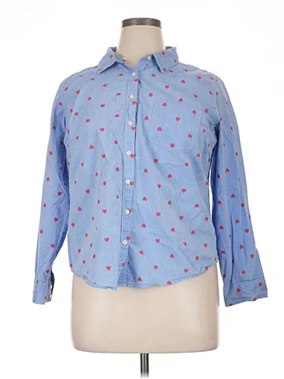 Pre-owned St. John's Bay Long Sleeve Button Down Shirt In Blue