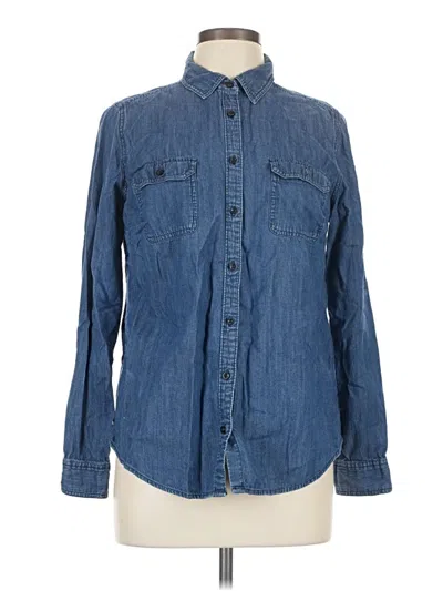 Pre-owned St. John's Bay Long Sleeve Button Down Shirt In Blue