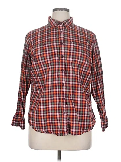 Pre-owned St. John's Bay Long Sleeve Button Down Shirt In Brown