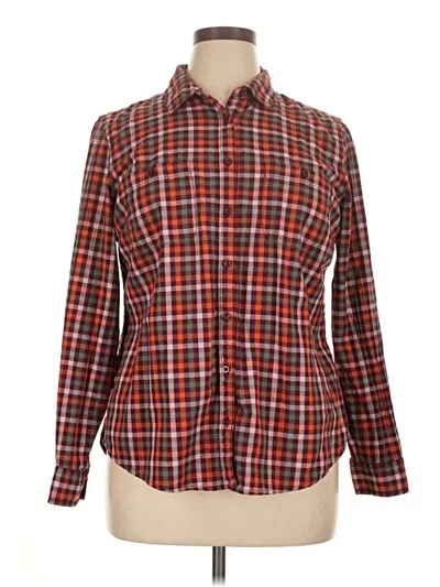 Pre-owned St. John's Bay Long Sleeve Button Down Shirt In Brown