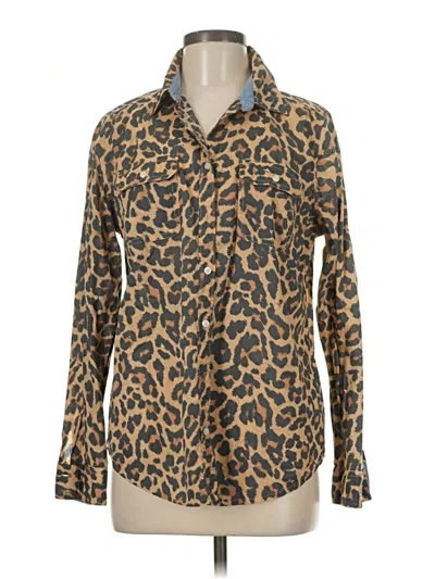 Pre-owned St. John's Bay Long Sleeve Button Down Shirt In Brown