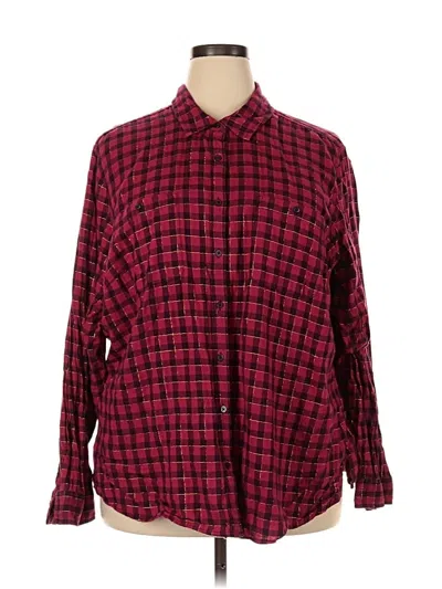 Pre-owned St. John's Bay Long Sleeve Button Down Shirt In Burgundy