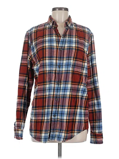 Pre-owned St. John's Bay Long Sleeve Button Down Shirt In Burgundy