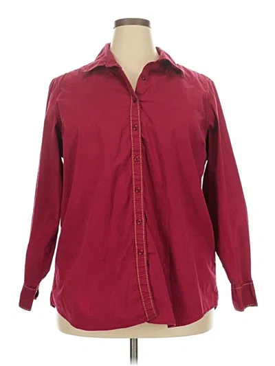Pre-owned St. John's Bay Long Sleeve Button Down Shirt In Burgundy