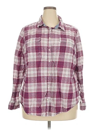 Pre-owned St. John's Bay Long Sleeve Button Down Shirt In Burgundy