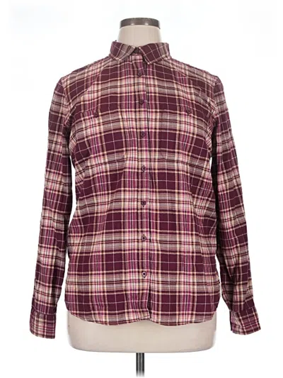 Pre-owned St. John's Bay Long Sleeve Button Down Shirt In Burgundy