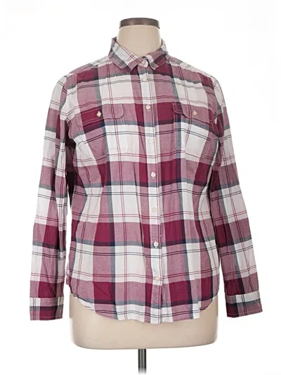 Pre-owned St. John's Bay Long Sleeve Button Down Shirt In Burgundy