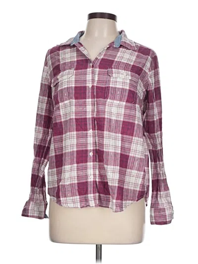 Pre-owned St. John's Bay Long Sleeve Button Down Shirt In Burgundy