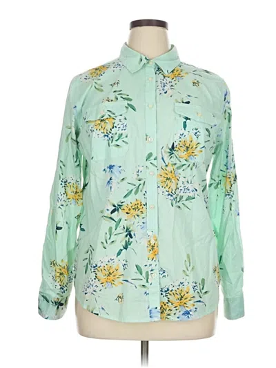 Pre-owned St. John's Bay Long Sleeve Button Down Shirt In Green