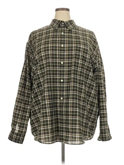 Pre-owned St. John's Bay Long Sleeve Button Down Shirt In Green