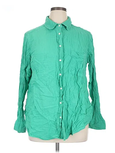 Pre-owned St. John's Bay Long Sleeve Button Down Shirt In Green