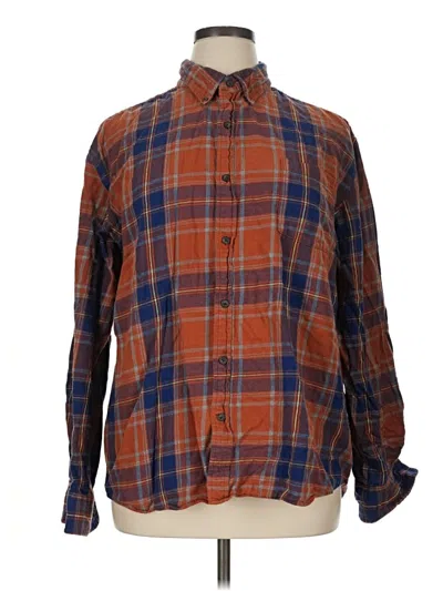 Pre-owned St. John's Bay Long Sleeve Button Down Shirt In Orange