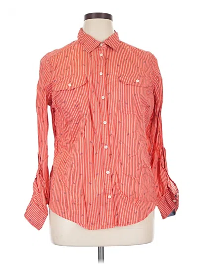 Pre-owned St. John's Bay Long Sleeve Button Down Shirt In Orange