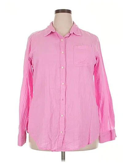 Pre-owned St. John's Bay Long Sleeve Button Down Shirt In Pink