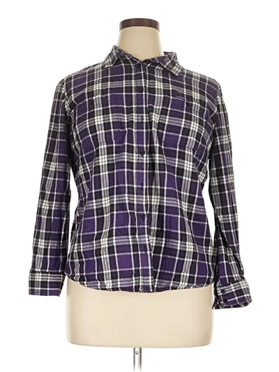 Pre-owned St. John's Bay Long Sleeve Button Down Shirt In Purple