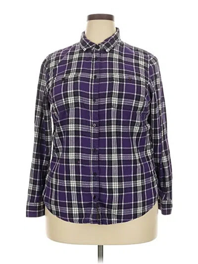 Pre-owned St. John's Bay Long Sleeve Button Down Shirt In Purple