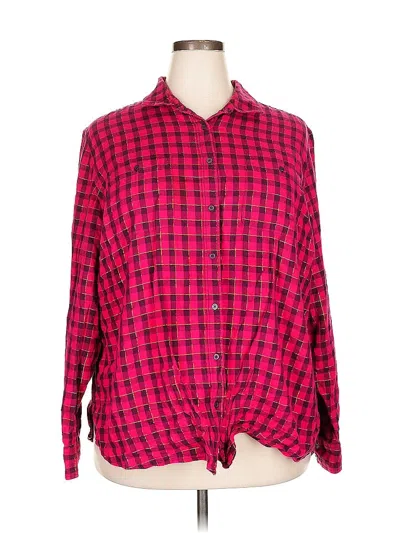 Pre-owned St. John's Bay Long Sleeve Button Down Shirt In Red