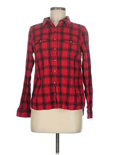 Pre-owned St. John's Bay Long Sleeve Button Down Shirt In Red