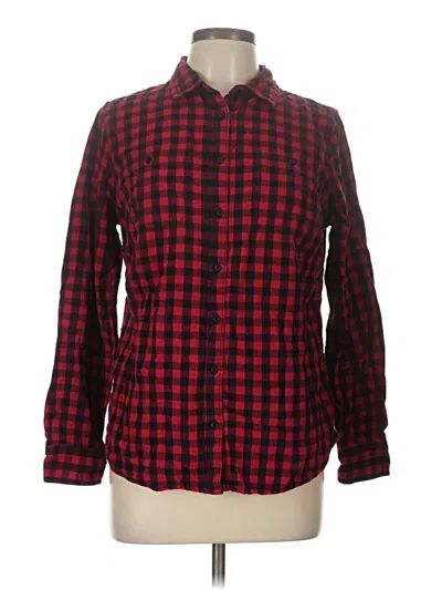 Pre-owned St. John's Bay Long Sleeve Button Down Shirt In Red