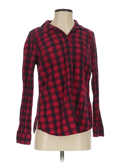 Pre-owned St. John's Bay Long Sleeve Button Down Shirt In Red