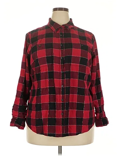 Pre-owned St. John's Bay Long Sleeve Button Down Shirt In Red