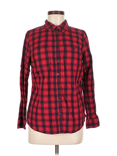 Pre-owned St. John's Bay Long Sleeve Button Down Shirt In Red