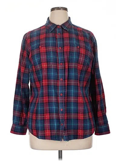 Pre-owned St. John's Bay Long Sleeve Button Down Shirt In Red