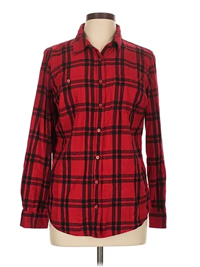 Pre-owned St. John's Bay Long Sleeve Button Down Shirt In Red