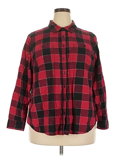 Pre-owned St. John's Bay Long Sleeve Button Down Shirt In Red