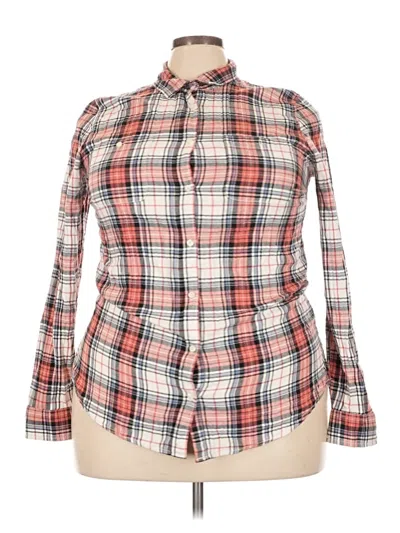 Pre-owned St. John's Bay Long Sleeve Button Down Shirt In Red