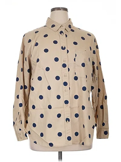 Pre-owned St. John's Bay Long Sleeve Button Down Shirt In Tan