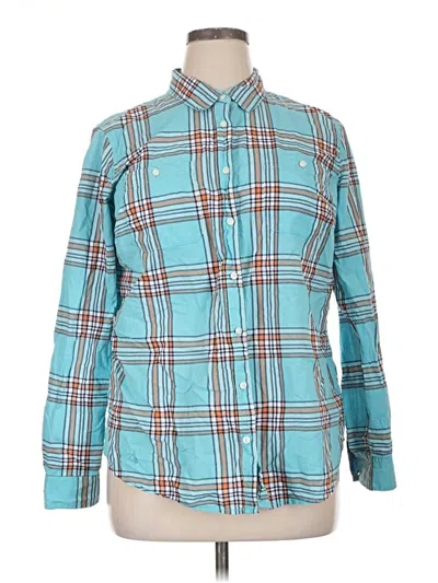 Pre-owned St. John's Bay Long Sleeve Button Down Shirt In Teal