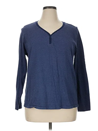 Pre-owned St. John's Bay Long Sleeve Henley Shirt In Blue