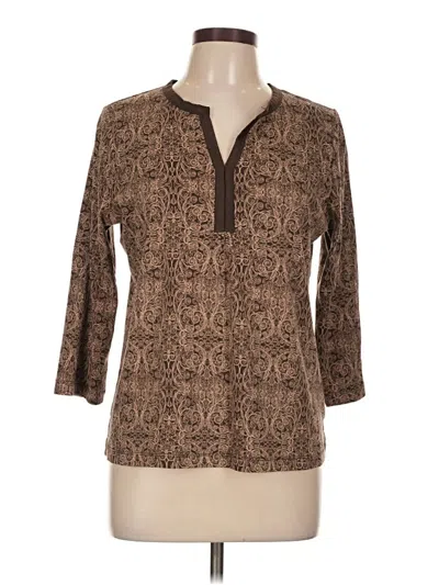 Pre-owned St. John's Bay Long Sleeve Henley Shirt In Brown