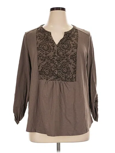 Pre-owned St. John's Bay Long Sleeve Henley Shirt In Brown