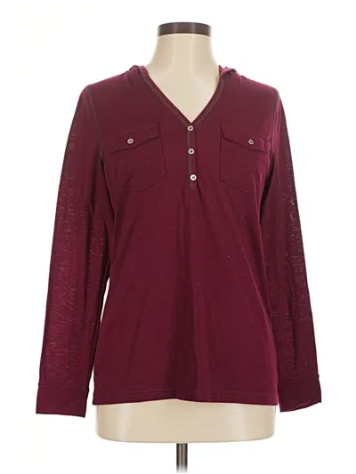 Pre-owned St. John's Bay Long Sleeve Henley Shirt In Burgundy